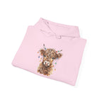 Highland Cow With Christmas Lights Hoodie, folded