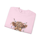 Highland Cow With Christmas Lights Sweatshirt, folded