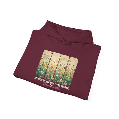 His Mercies Are New Every Morning hoodie with wildflower print, additional product photo