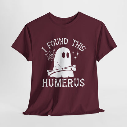 I Found This Humerus ghost t-shirt, flat lay