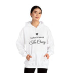 Woman wearing the I Workout To Burn Off The Crazy script hoodie