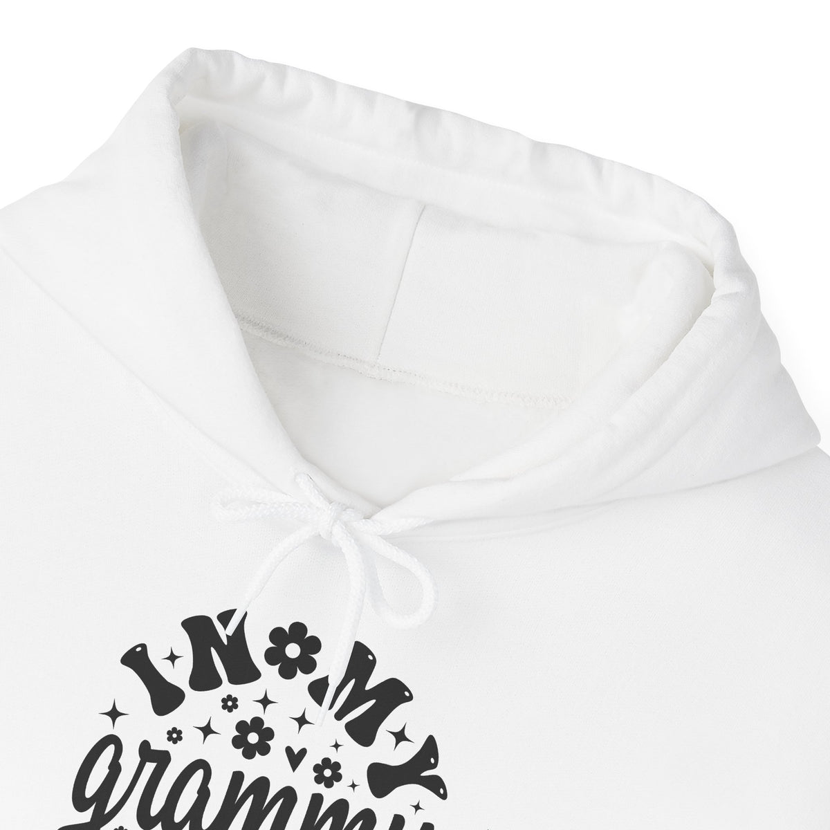 In My Grammy Era retro daisy hoodie, hood and print detail