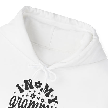 In My Grammy Era retro daisy hoodie, hood and print detail