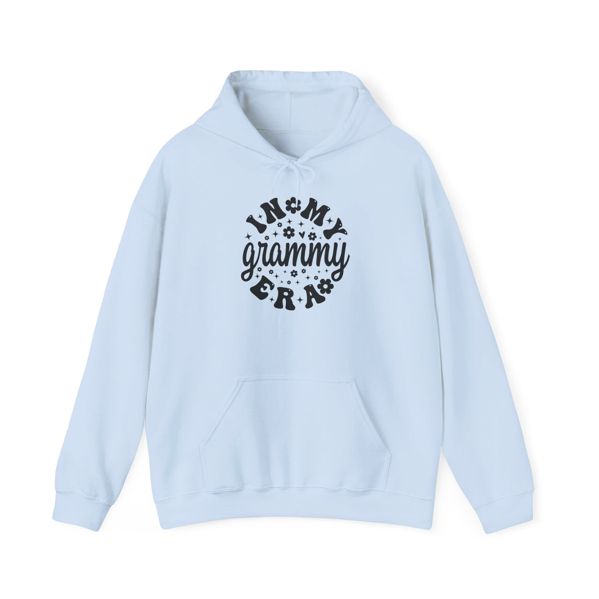 Light Blue In My Grammy Era retro daisy hoodie, front view
