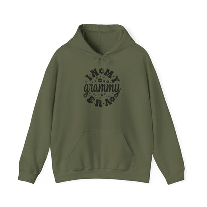 Military Green In My Grammy Era retro daisy hoodie, front view