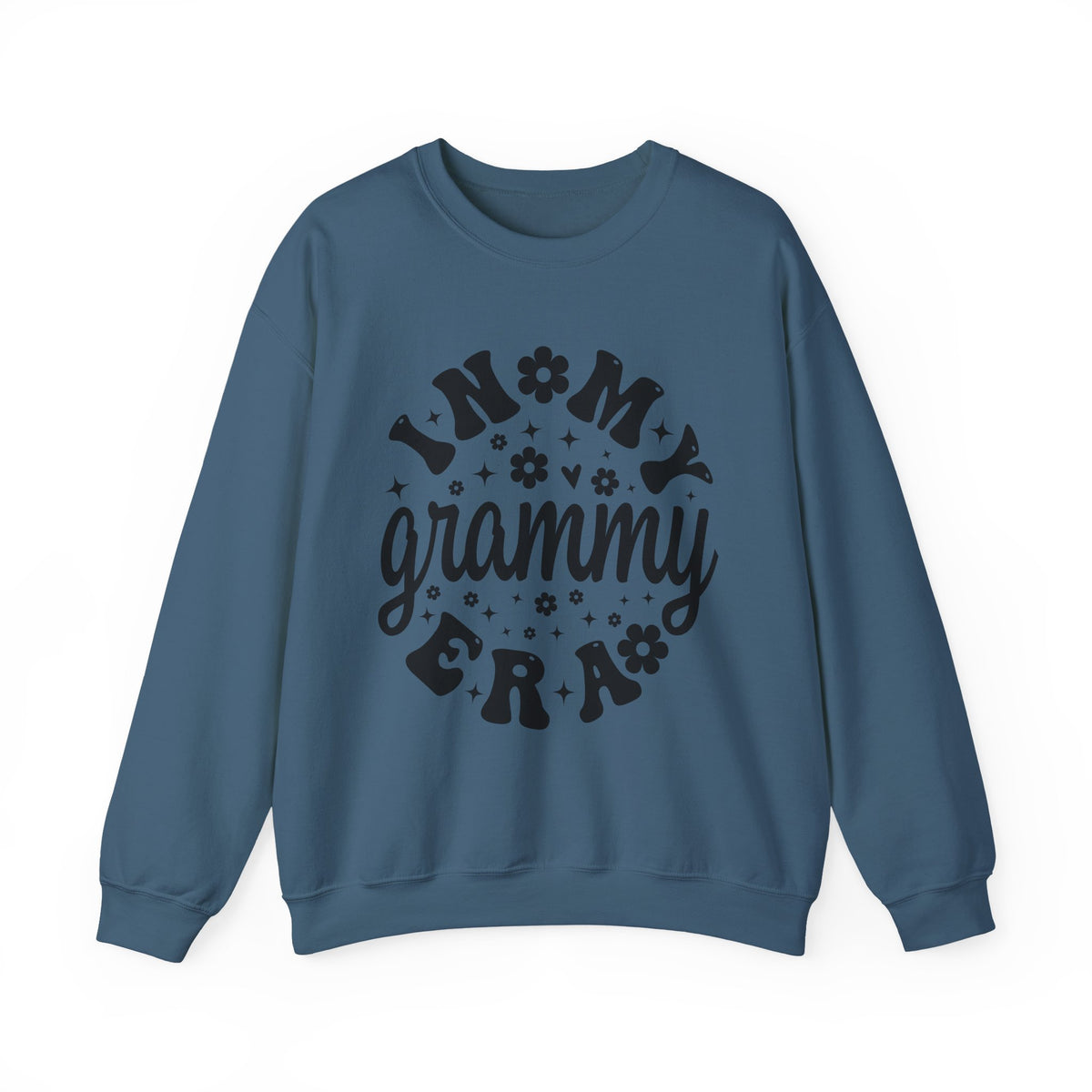 Indigo Blue In My Grammy Era retro daisy sweatshirt, front view