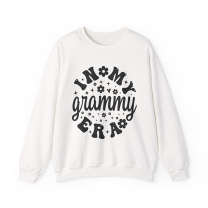 White In My Grammy Era retro daisy sweatshirt, front view