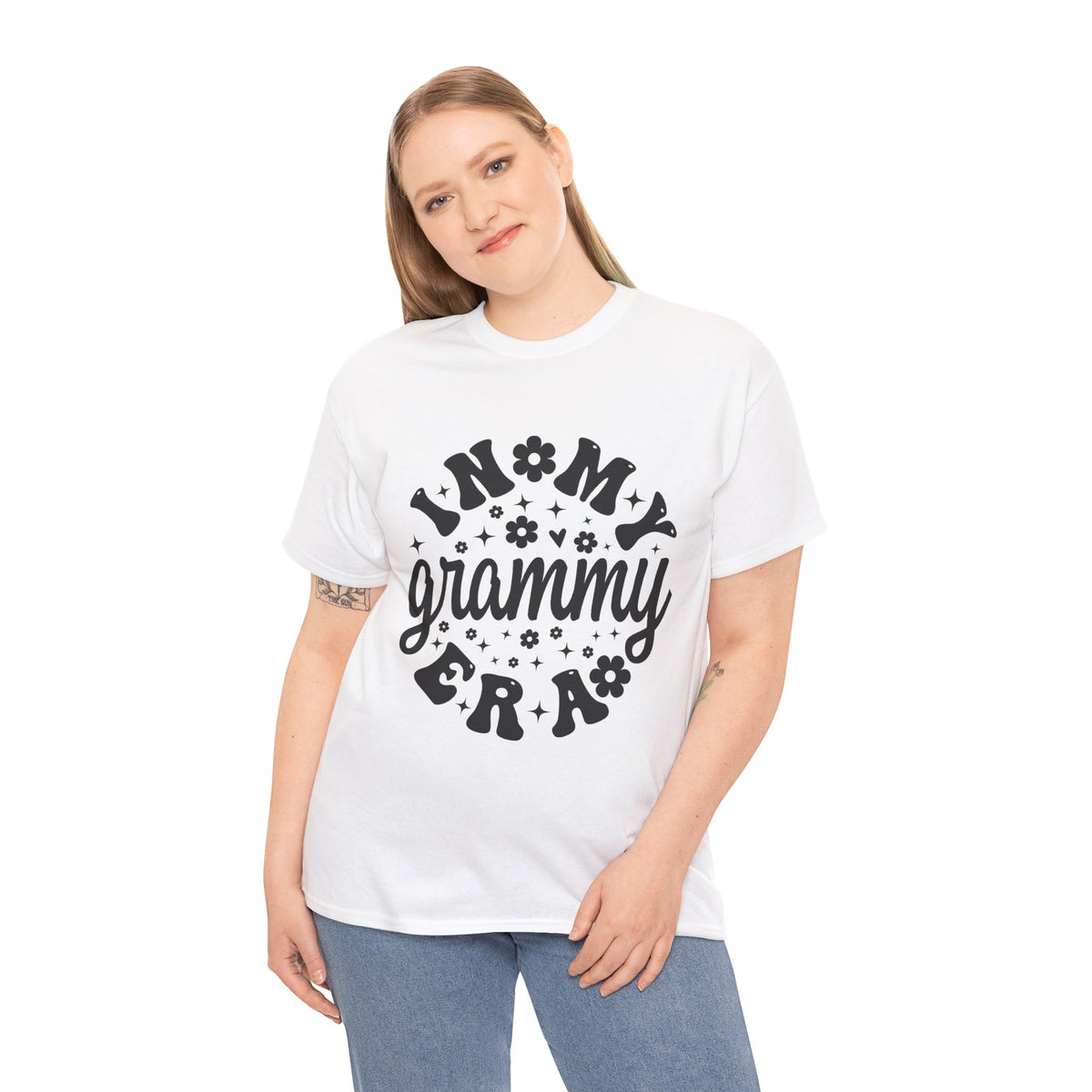 Man wearing the In My Grammy Era retro daisy t-shirt