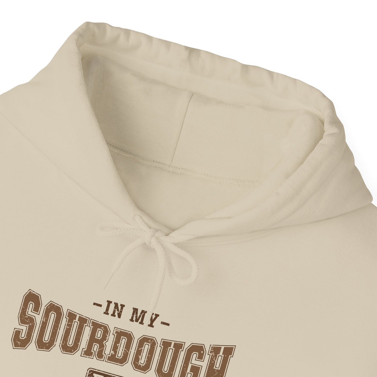 In My Sourdough Era Hoodie, front collar close-up