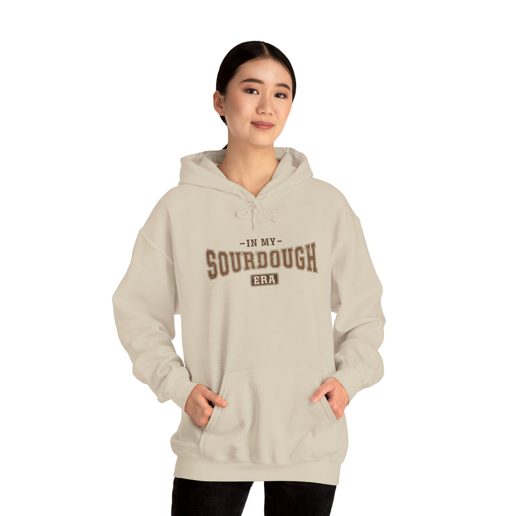 Woman wearing the sand In My Sourdough Era Hoodie