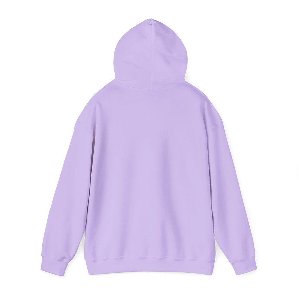 Orchid In My Sourdough Era Hoodie, back view with the hood up