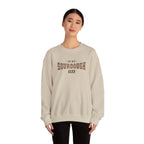Woman wearing the sand In My Sourdough Era Sweatshirt