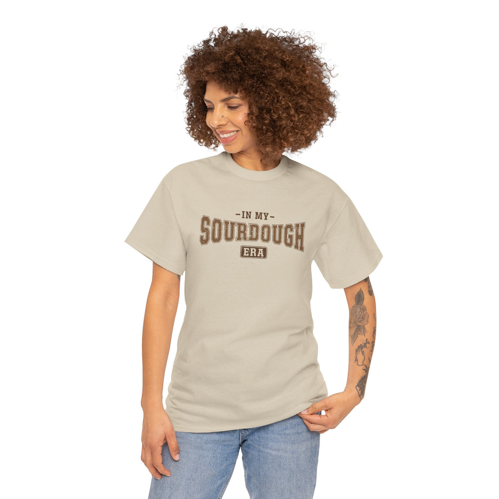 Woman wearing the sand In My Sourdough Era T-Shirt