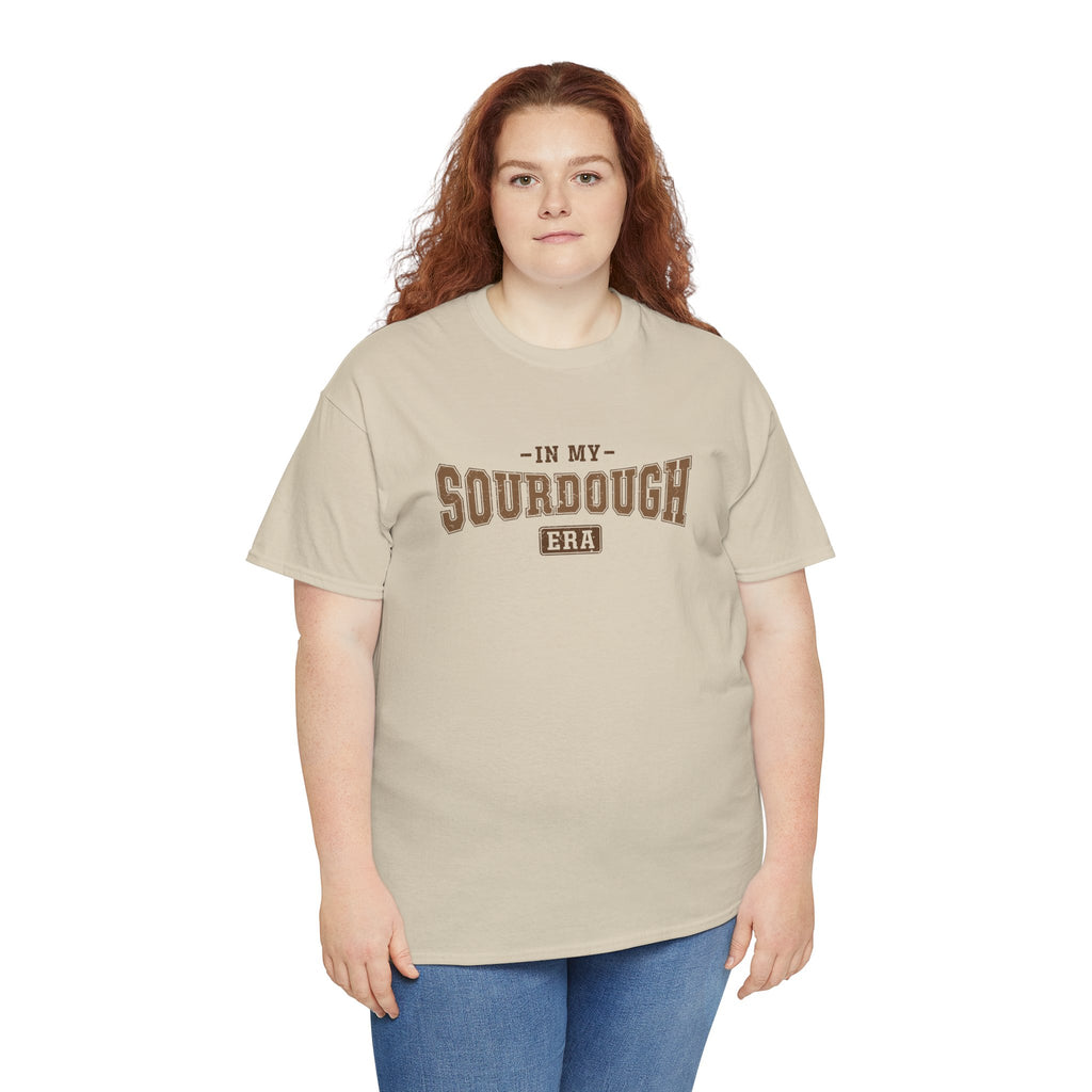 Woman wearing the sand In My Sourdough Era T-Shirt