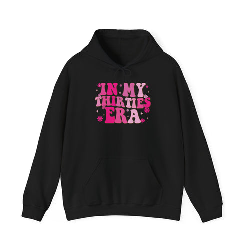 Black In My Thirties Era retro hoodie, front view