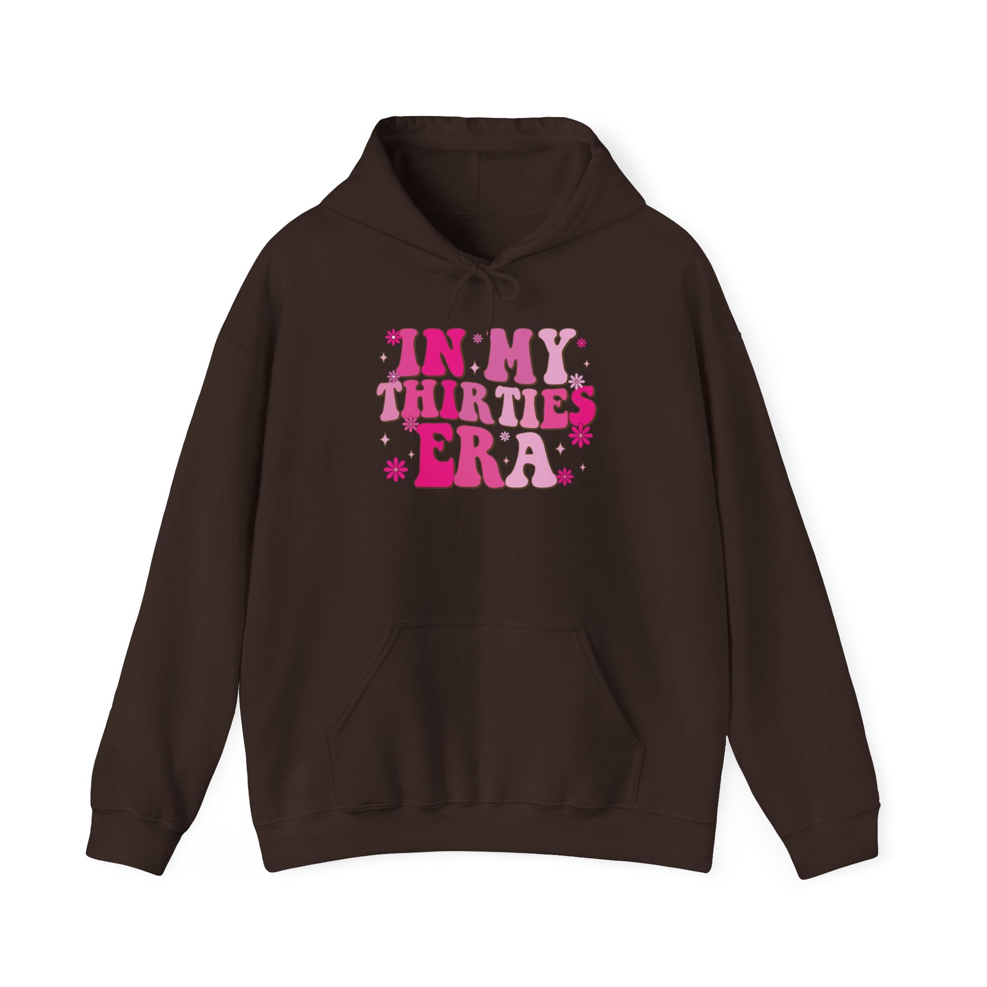 Dark Chocolate In My Thirties Era retro hoodie, front view