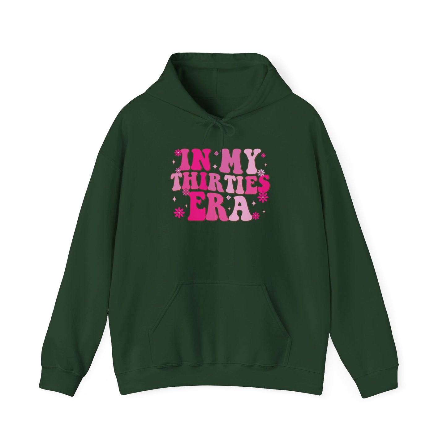 Forest Green In My Thirties Era retro hoodie, front view
