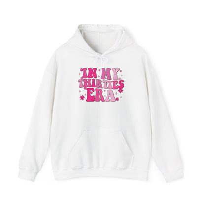 White In My Thirties Era retro hoodie, front view