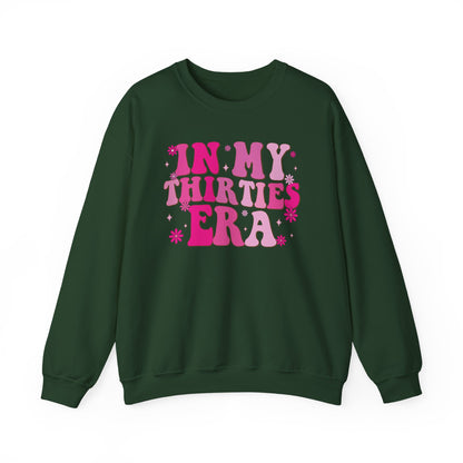 Forest Green In My Thirties Era retro sweatshirt, front view