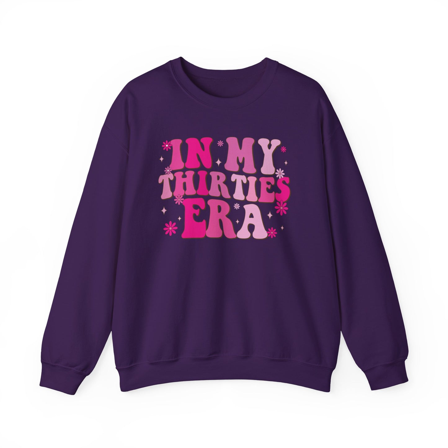 Purple In My Thirties Era retro sweatshirt, front view