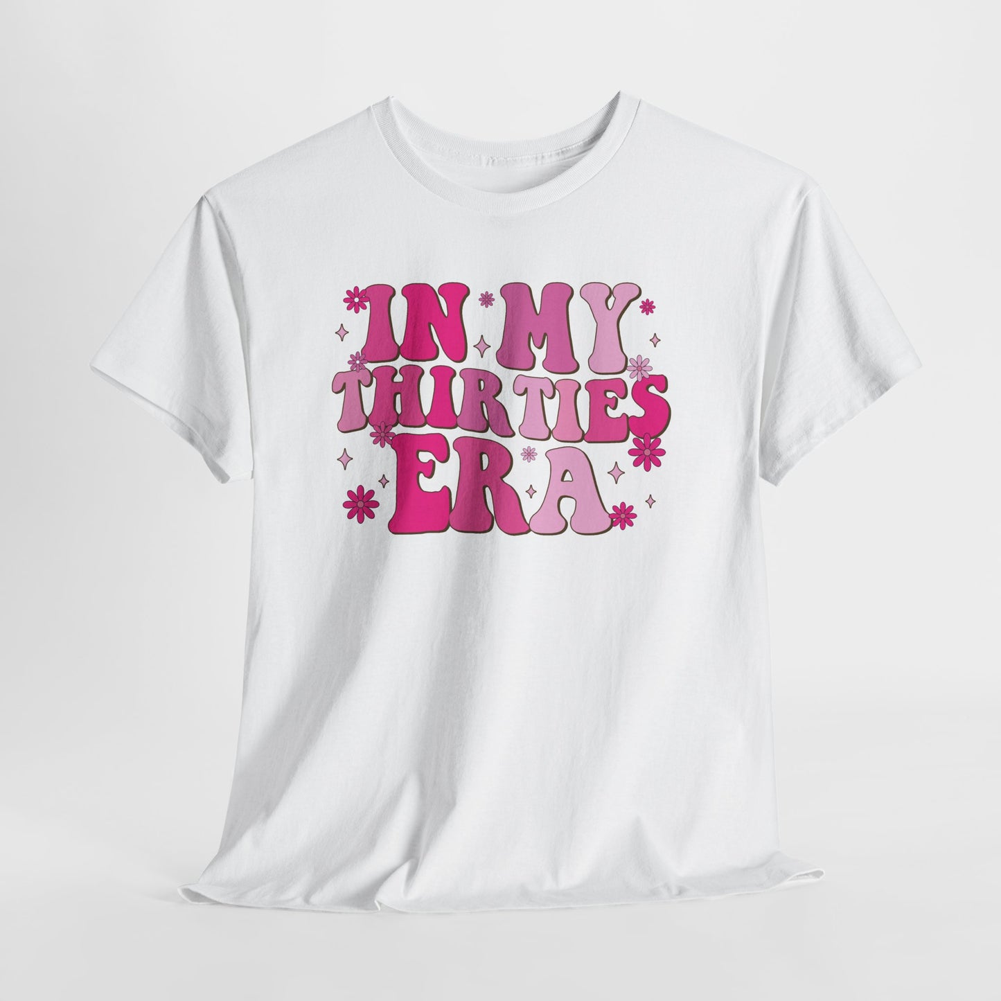 In My Thirties Era retro t-shirt, flat lay