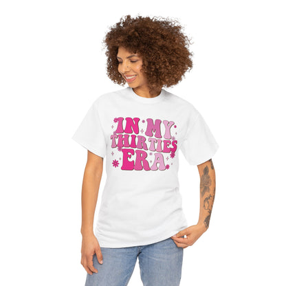 Woman wearing the In My Thirties Era retro t-shirt