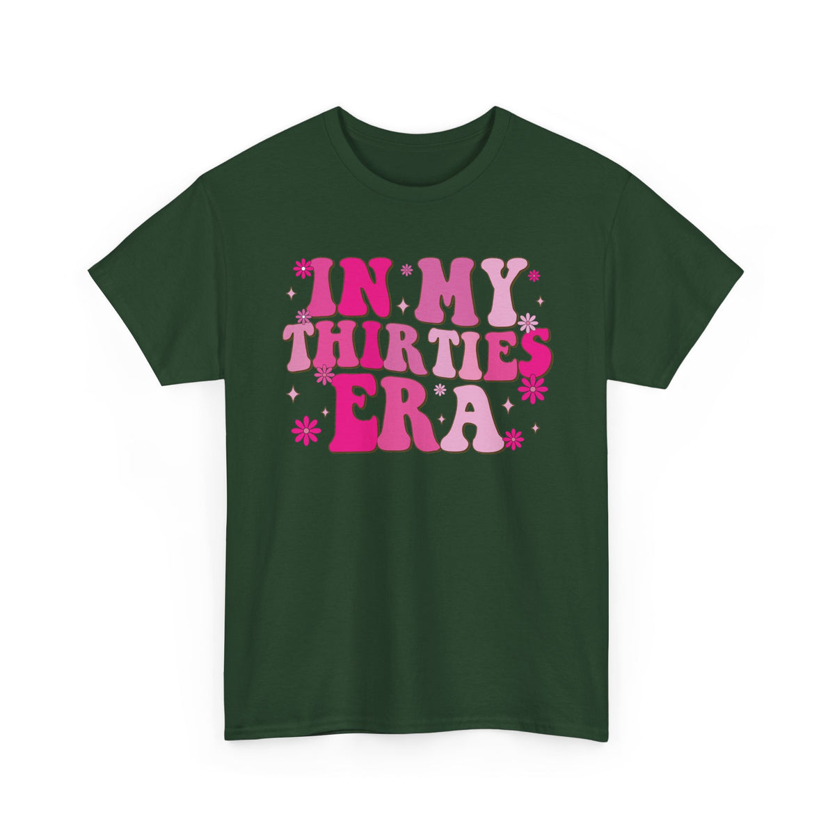 Forest Green In My Thirties Era retro t-shirt, front view