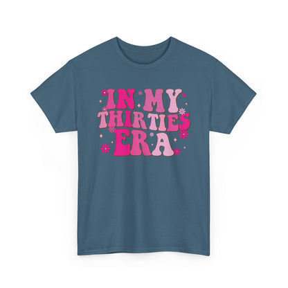 Indigo Blue In My Thirties Era retro t-shirt, front view