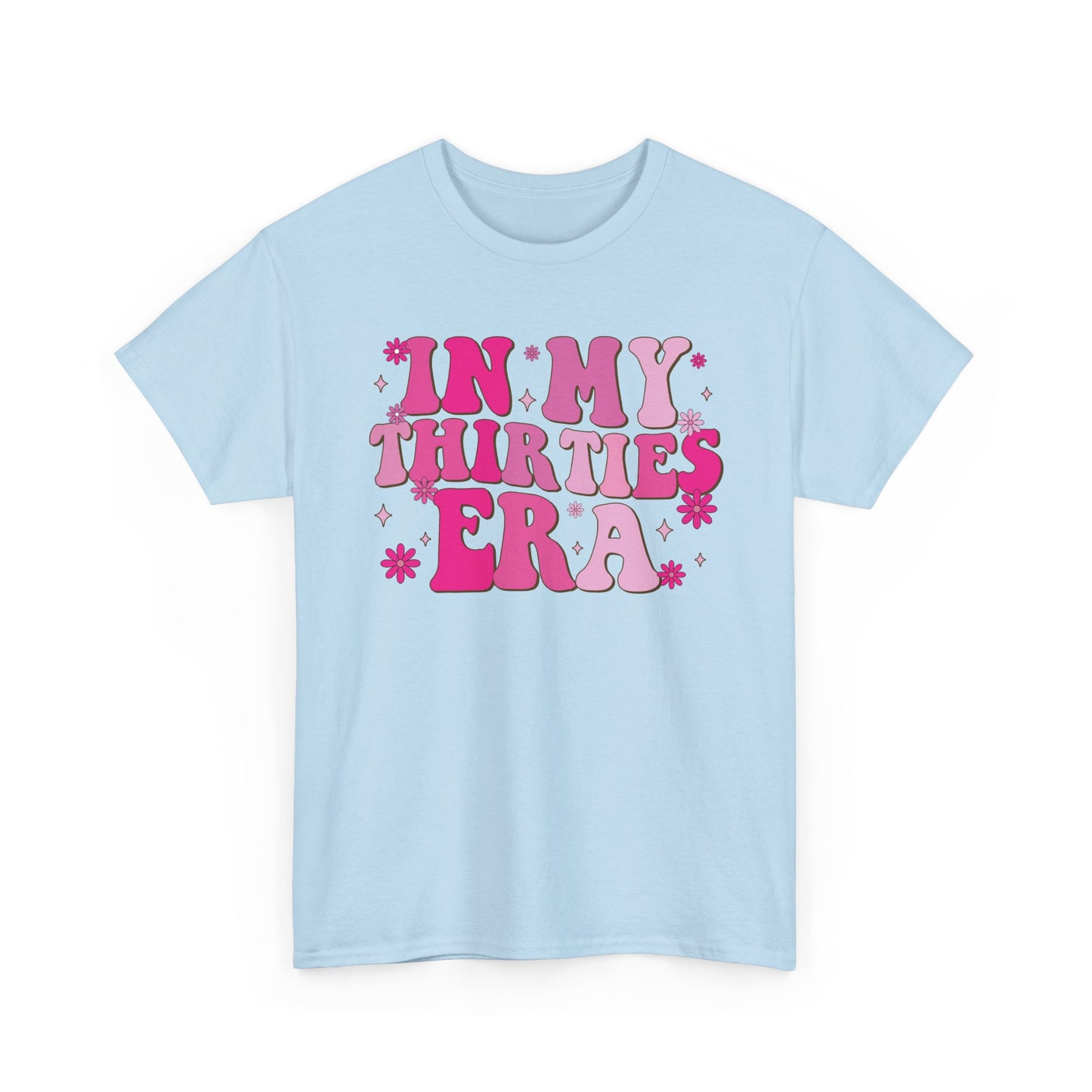 Light Blue In My Thirties Era retro t-shirt, front view