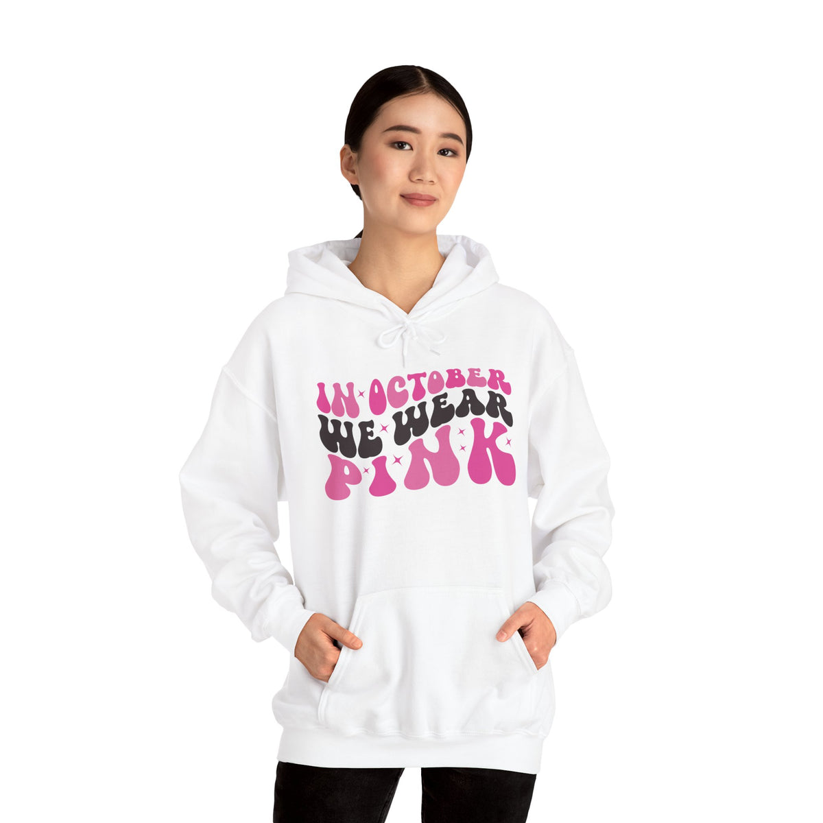 In October We Wear Pink retro hoodie, additional product view