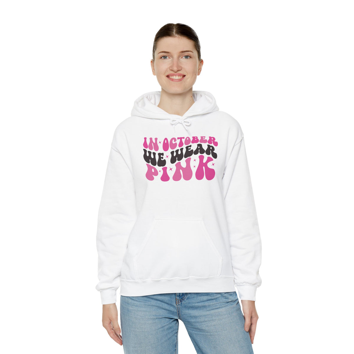 In October We Wear Pink retro hoodie, additional product view