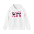 White In October We Wear Pink retro hoodie with groovy lettering