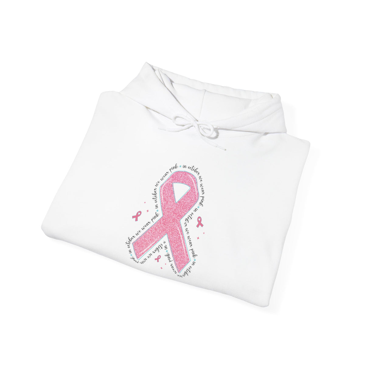 In October We Wear Pink ribbon hoodie, additional product view