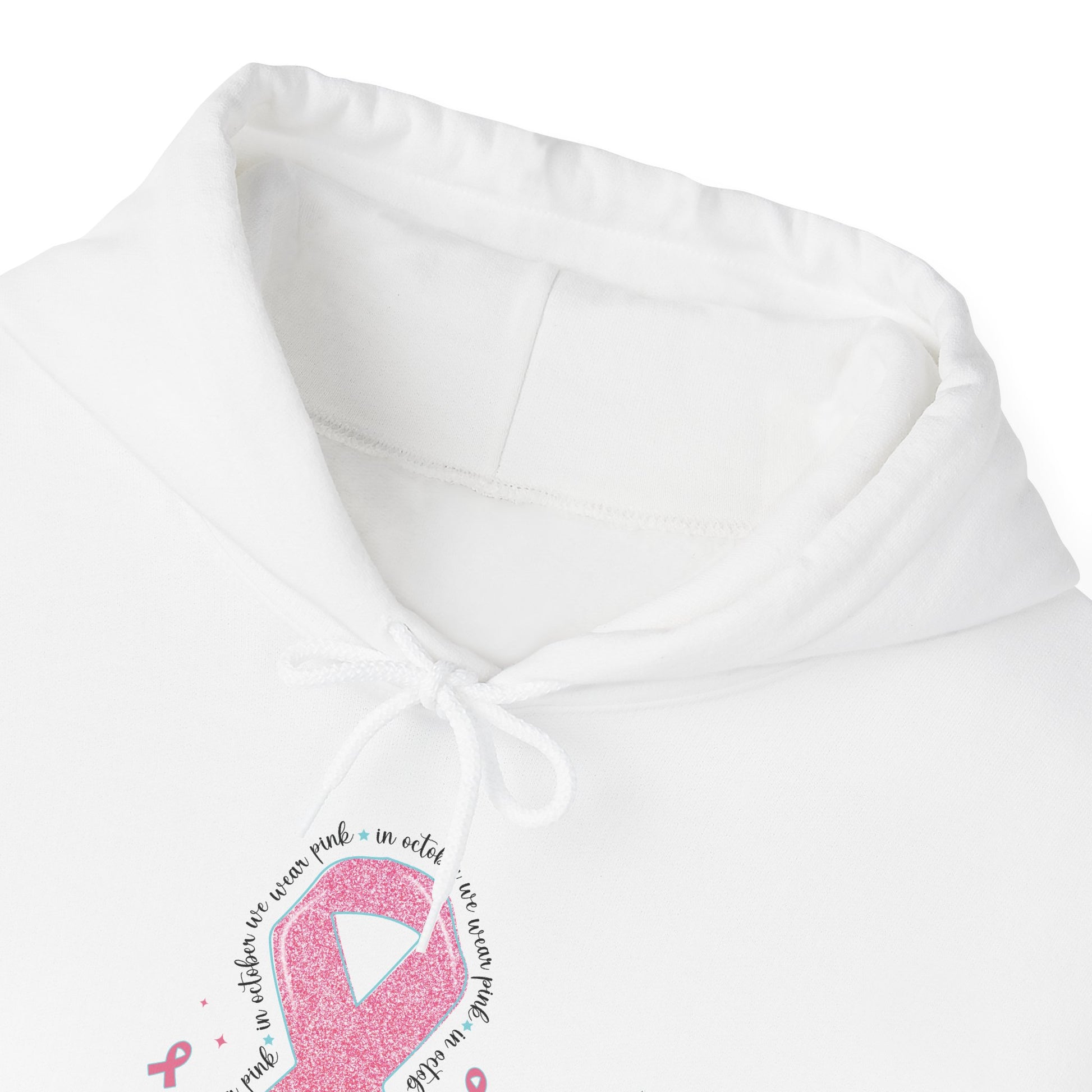 In October We Wear Pink ribbon hoodie, additional product view