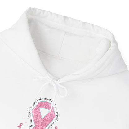 In October We Wear Pink ribbon hoodie, additional product view