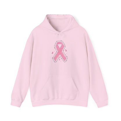 Light pink In October We Wear Pink ribbon hoodie with glitter pink ribbon