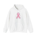 White In October We Wear Pink ribbon hoodie with glitter pink ribbon