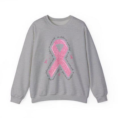 Sport grey In October We Wear Pink ribbon sweatshirt with glitter pink ribbon
