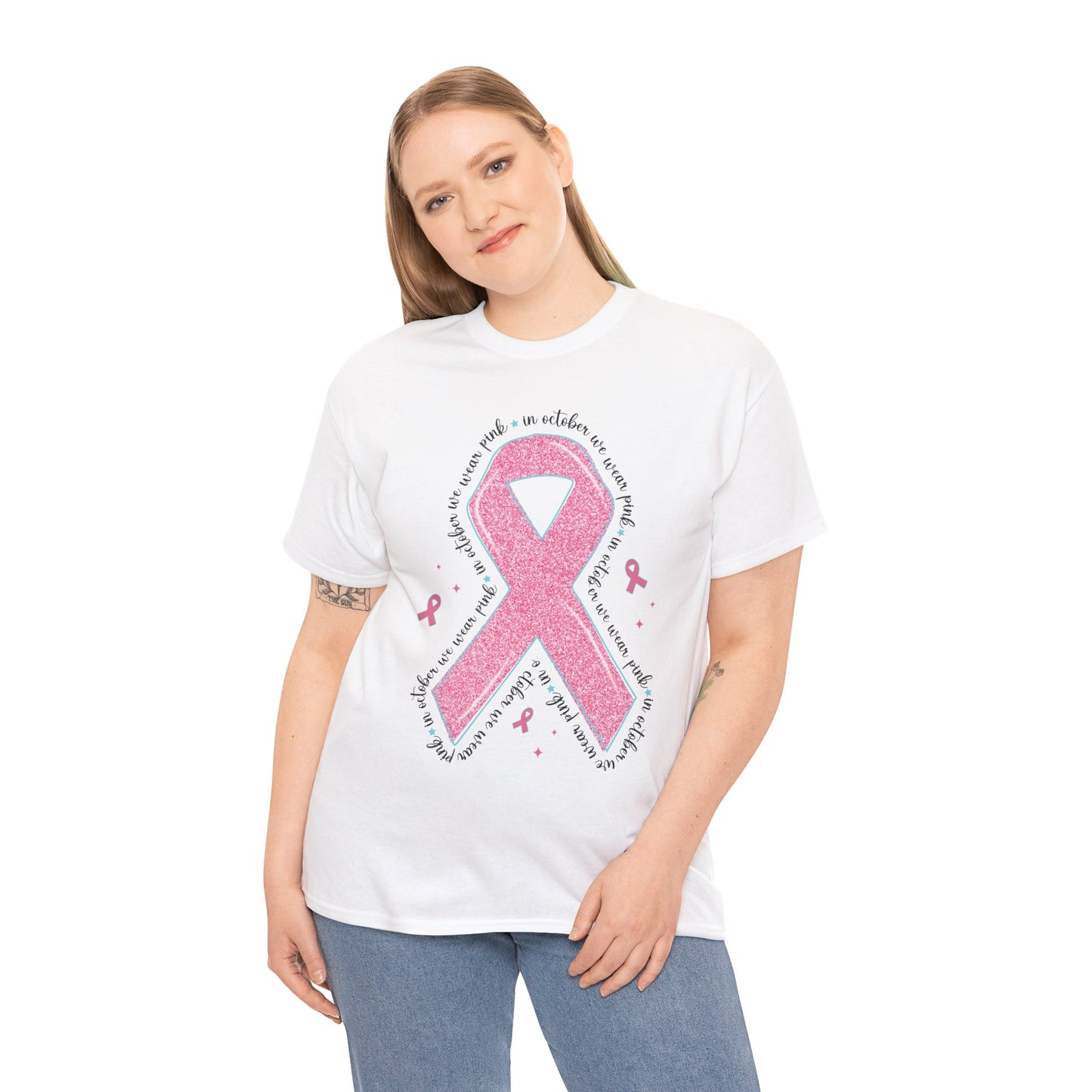 In October We Wear Pink ribbon t-shirt, additional product view