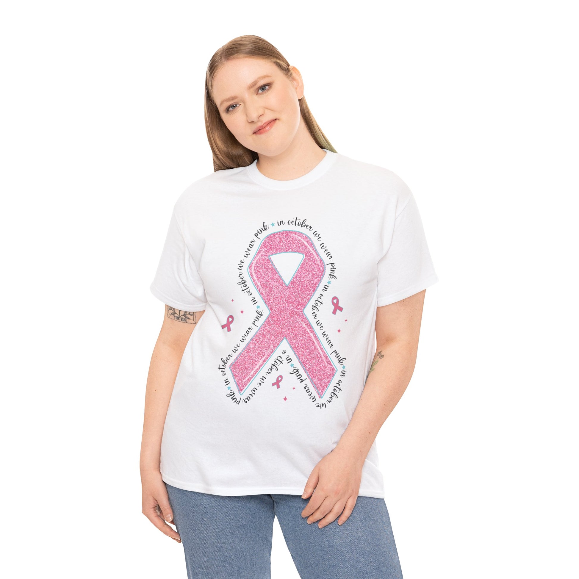 In October We Wear Pink ribbon t-shirt, additional product view