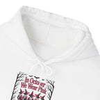 In October We Wear Pink Witches Hoodie, front collar close-up