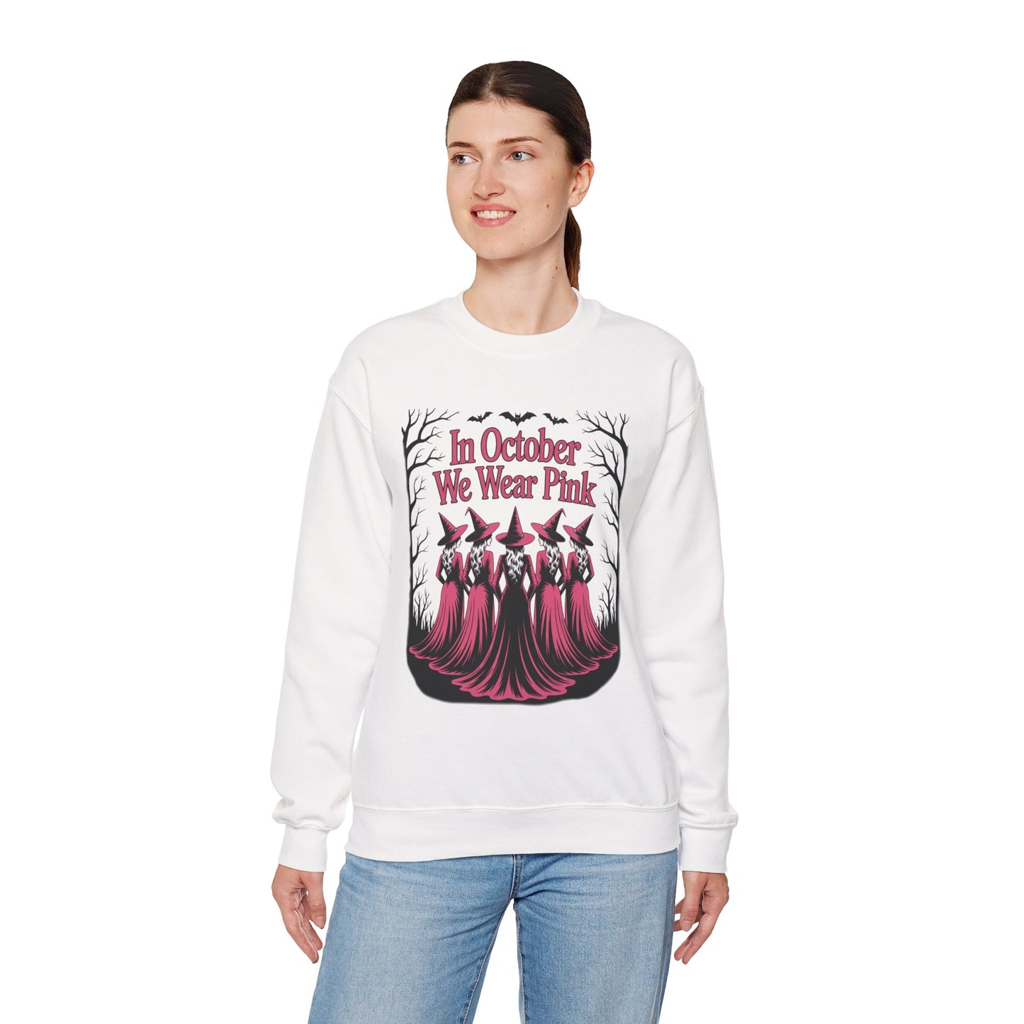 In October We Wear Pink witches sweatshirt, additional product view