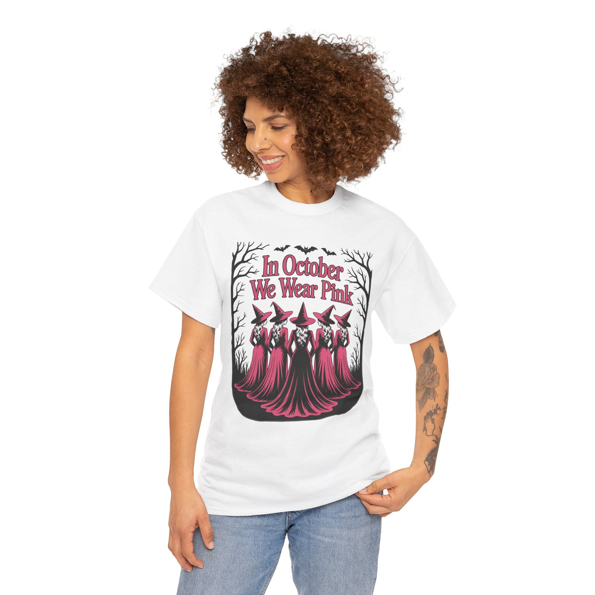 In October We Wear Pink witches t-shirt, additional product view