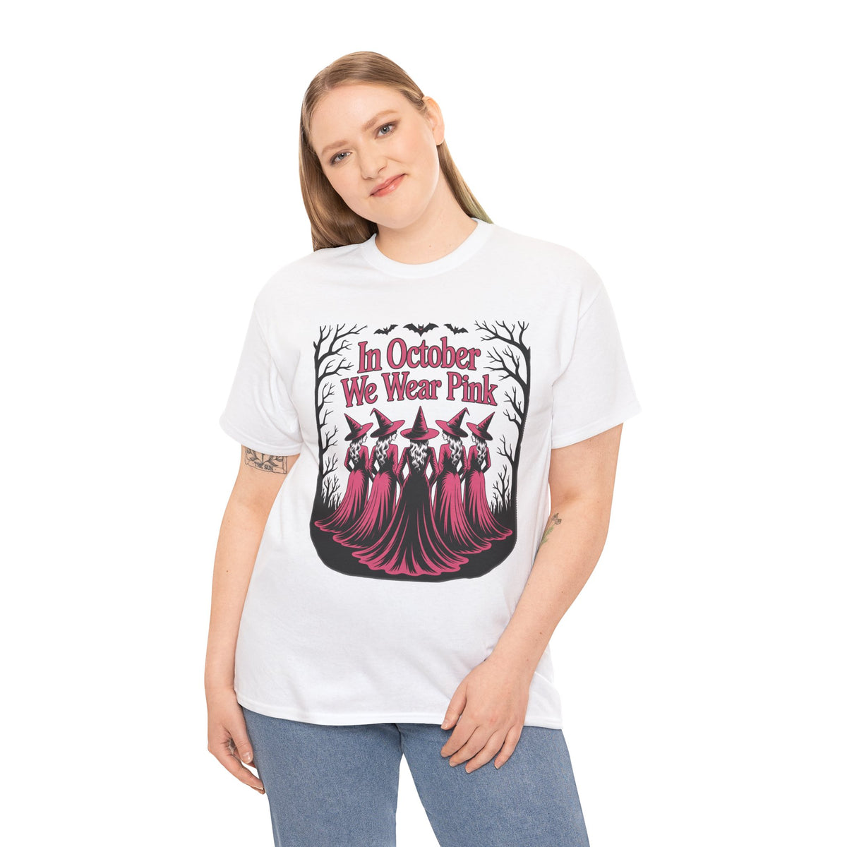 In October We Wear Pink witches t-shirt, additional product view
