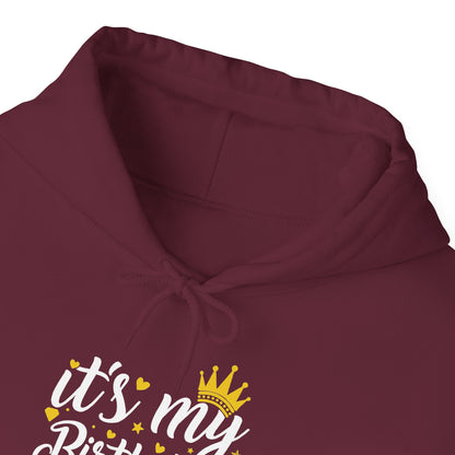 It's My Birthday Week hoodie with gold crown, additional product photo