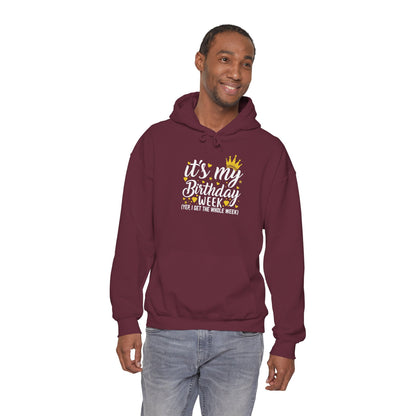 It's My Birthday Week hoodie with gold crown, additional product photo
