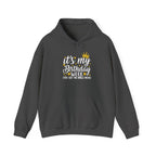 Dark Heather It's My Birthday Week hoodie with gold crown, front view