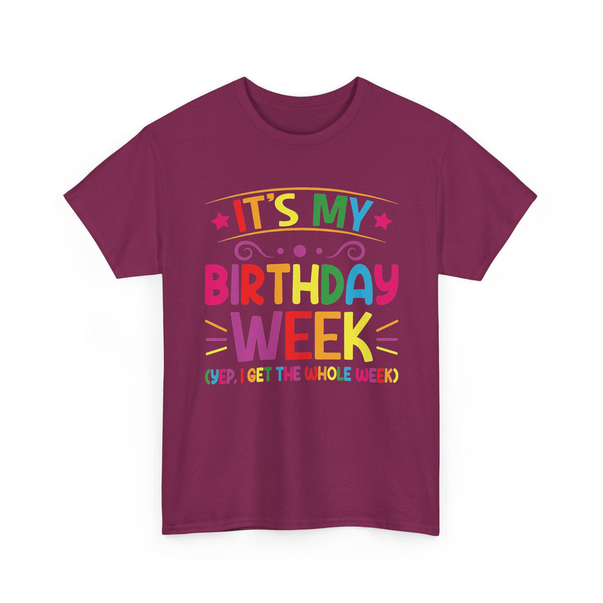 Berry It's My Birthday Week Rainbow t-shirt, front view