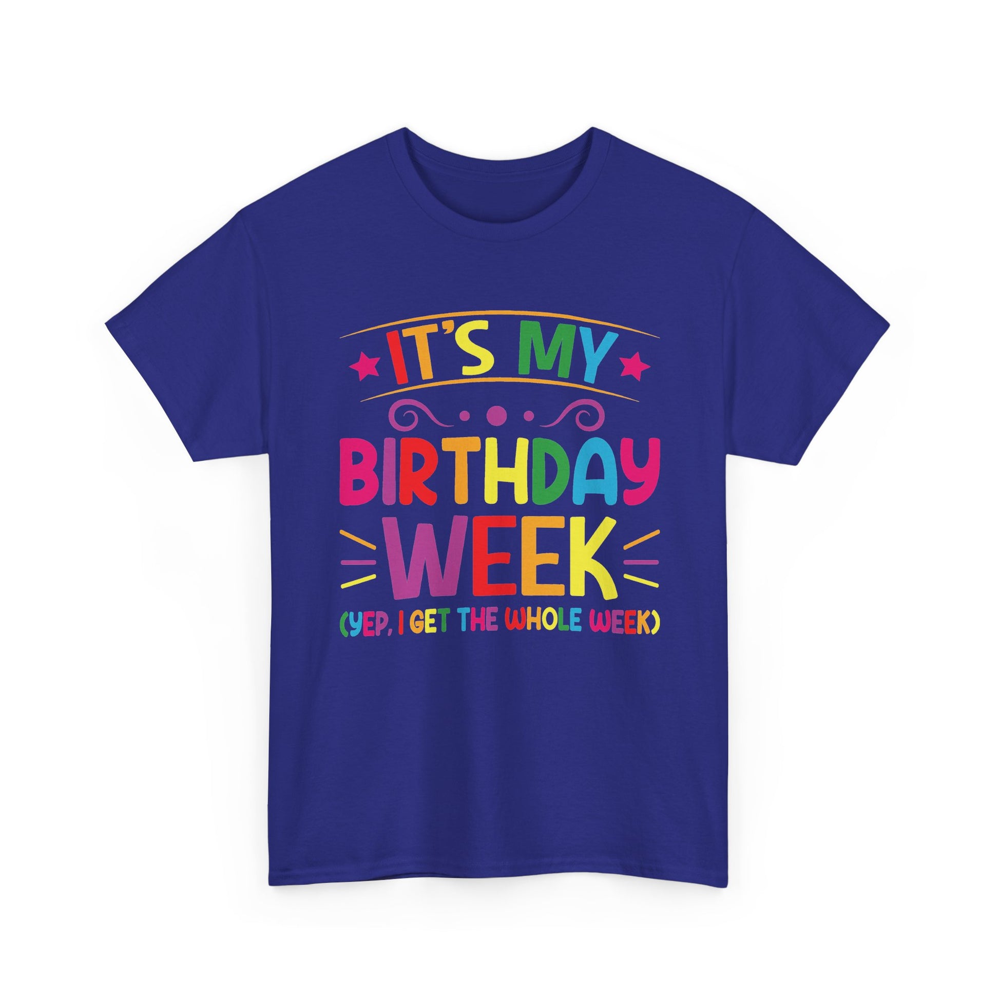 Cobalt It's My Birthday Week Rainbow t-shirt, front view