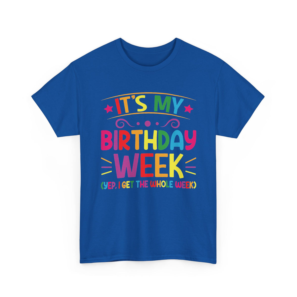 Royal It's My Birthday Week Rainbow t-shirt, front view